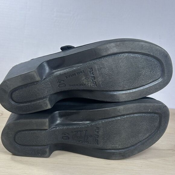 Fly Flot Black Suede Mules Clogs Womens 40 EU 8.5 US Comfort Shoe Made in Italy - Picture 6 of 12